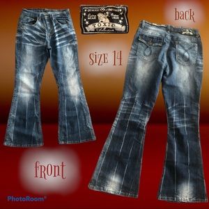 TOXIC flared dark denim jeans 👖 size 14